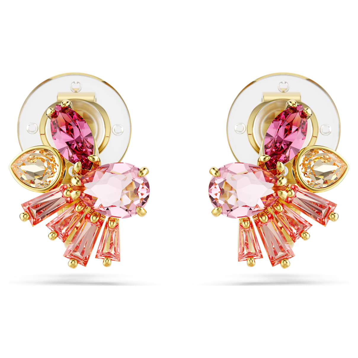 

Gema clip earrings, Mixed cuts, Flower, Pink, Gold-tone plated