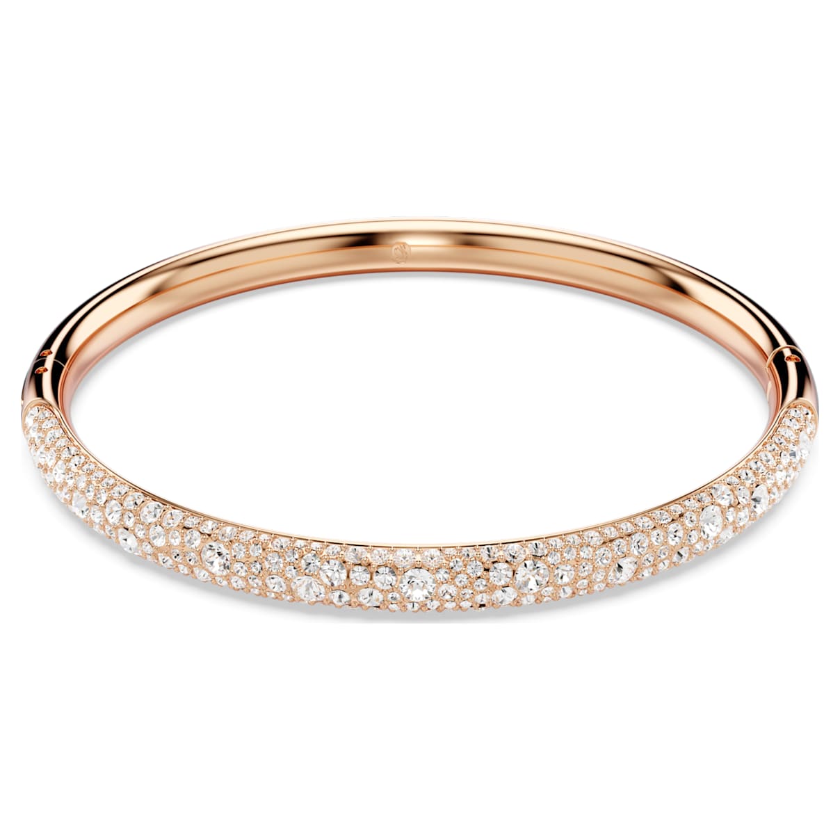 

Meteora bangle, Snow pavé, White, Rose gold-tone plated