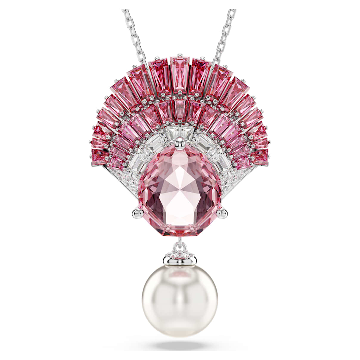 

Idyllia pendant, Mixed cuts, Crystal pearl, Shell, Pink, Rhodium plated