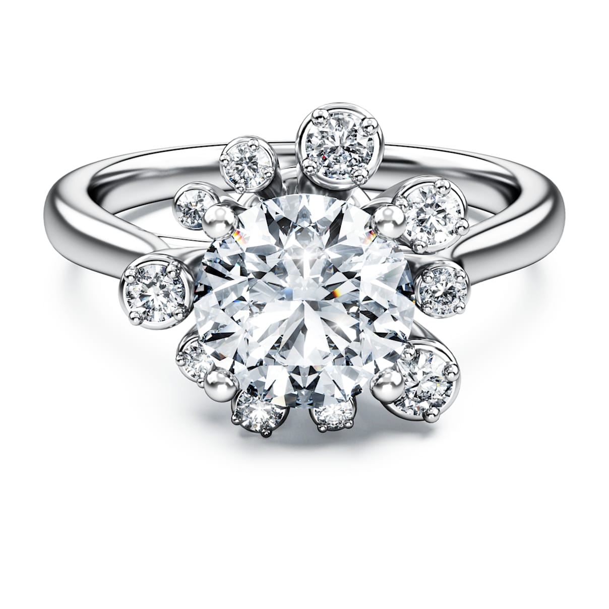 Galaxy Ring, Im Labor gezüchteter Diamanten 2 ct tw, Rundschliff, 18K Weißgold