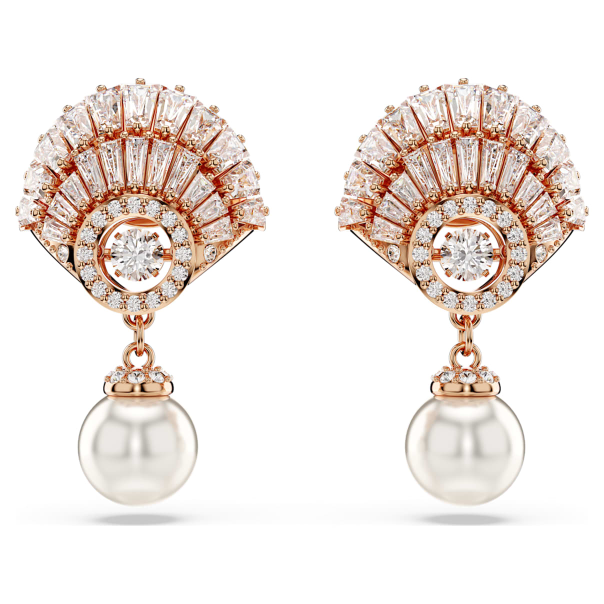 

Idyllia drop earrings, Crystal pearl, Shell, White, Rose gold-tone plated