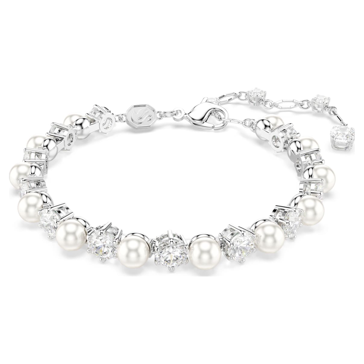 

Matrix Tennis bracelet, Crystal pearl, Round cut, White, Rhodium plated