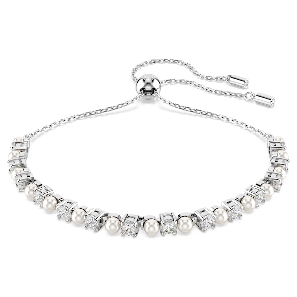 

Matrix Tennis bracelet, Crystal pearl, Round cut, White, Rhodium plated