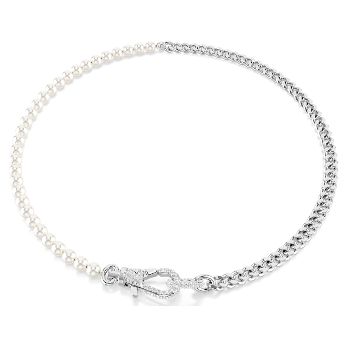

Dextera necklace, Pavé, Crystal pearl, White, Rhodium plated