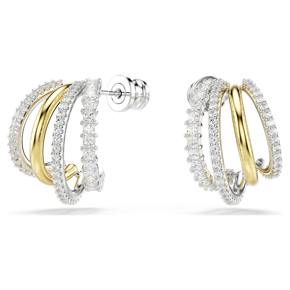 

Hyperbola hoop earrings, Mixed cuts, Mini, White, Mixed metal finish