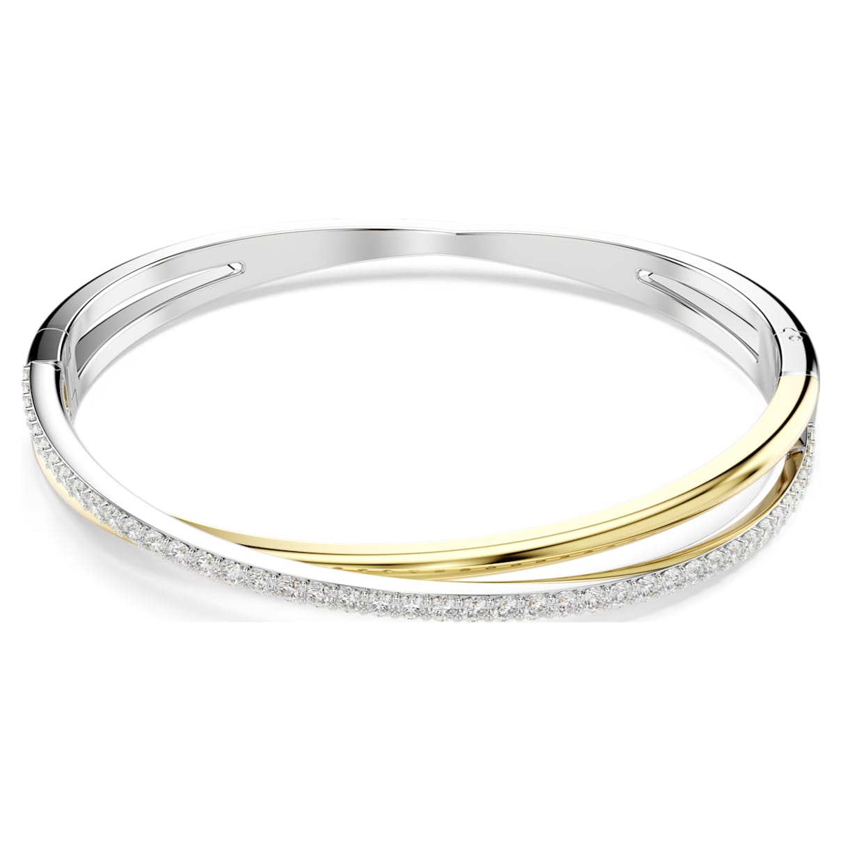 

Hyperbola bangle, Round cut, White, Mixed metal finish