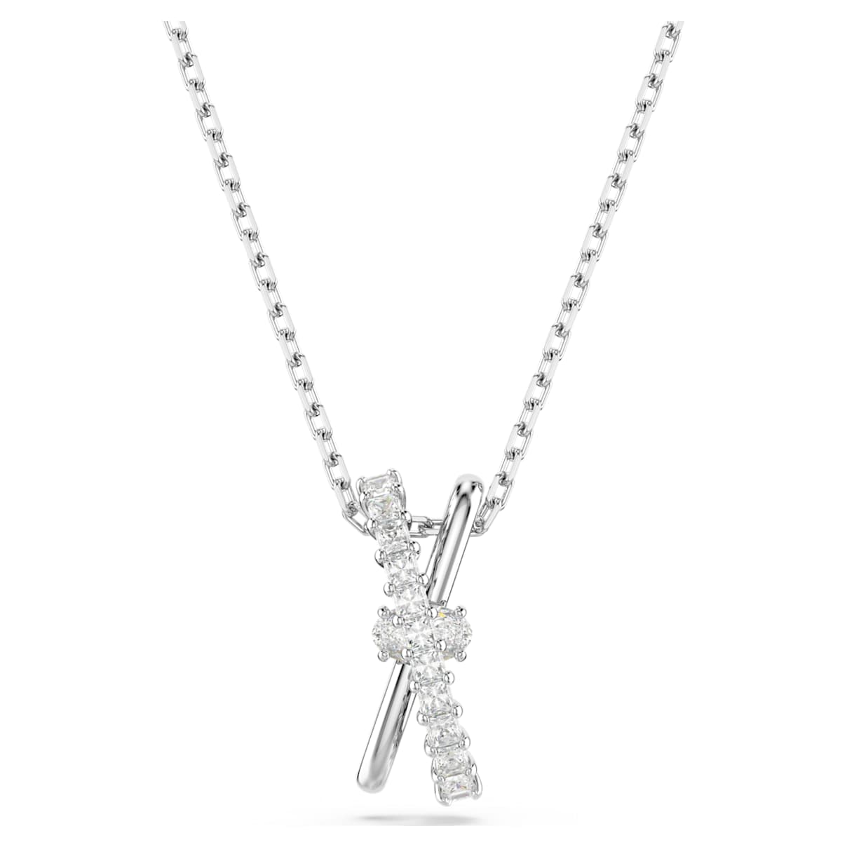 

Hyperbola pendant, Mixed cuts, Twist, White, Rhodium plated