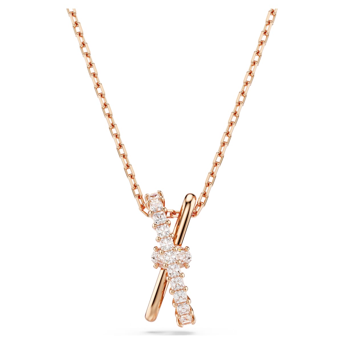 

Hyperbola pendant, Mixed cuts, Twist, White, Rose gold-tone plated