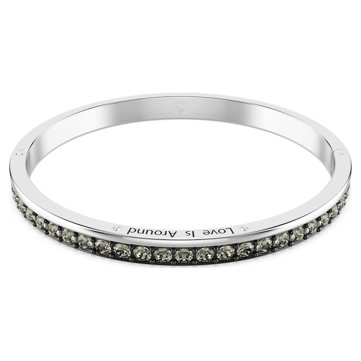 Connexus bangle, Round cut, `Love is around`, Black, Rhodium plated