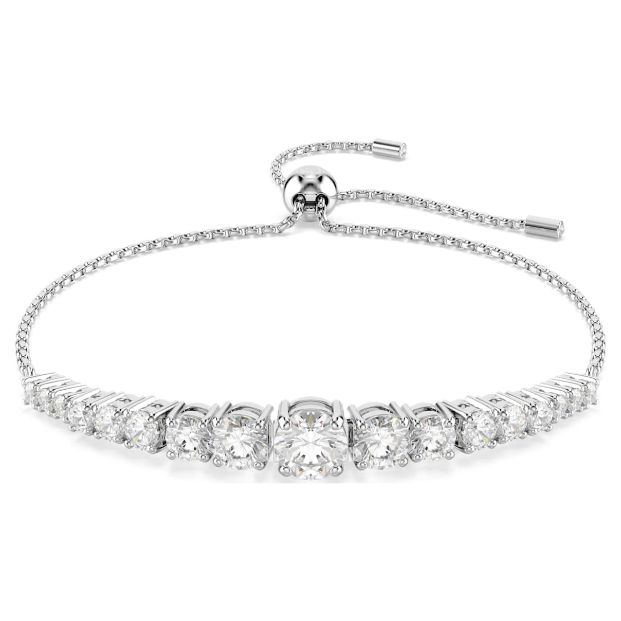 

Matrix bracelet, Gradient of round cuts, White, Rhodium plated