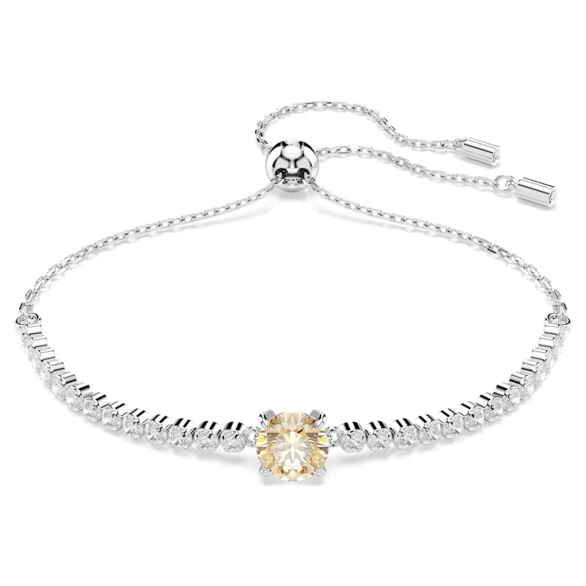 

Matrix Tennis bracelet, Mixed cuts, Yellow, Rhodium plated
