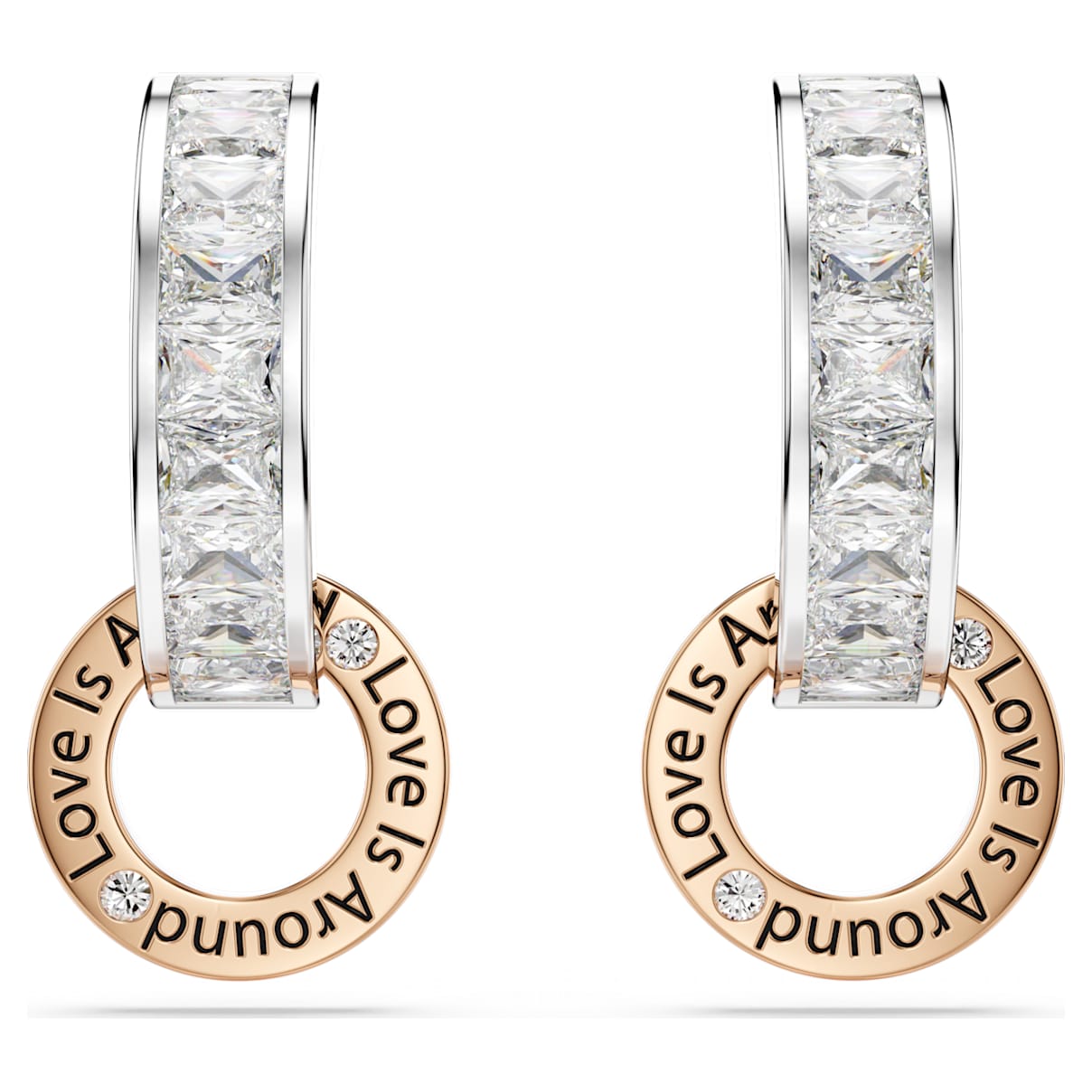 

Connexus drop earrings, Mixed cuts, `Love is around`, White, Mixed metal finish