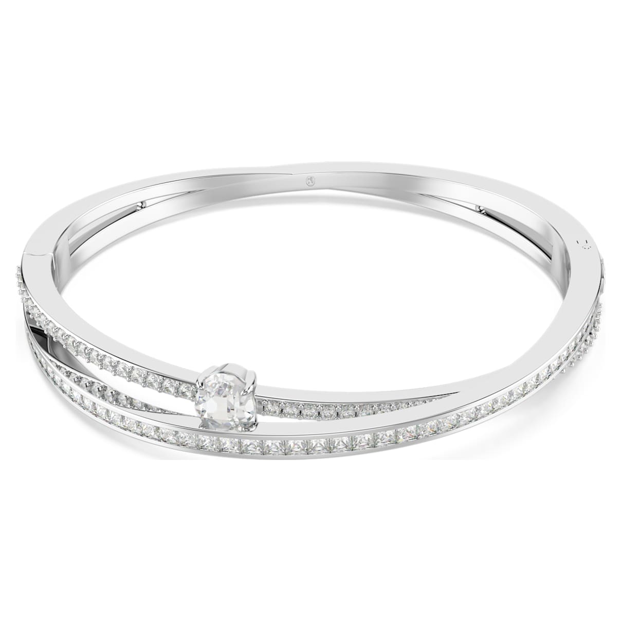 

Hyperbola bangle, Mixed cuts, White, Rhodium plated