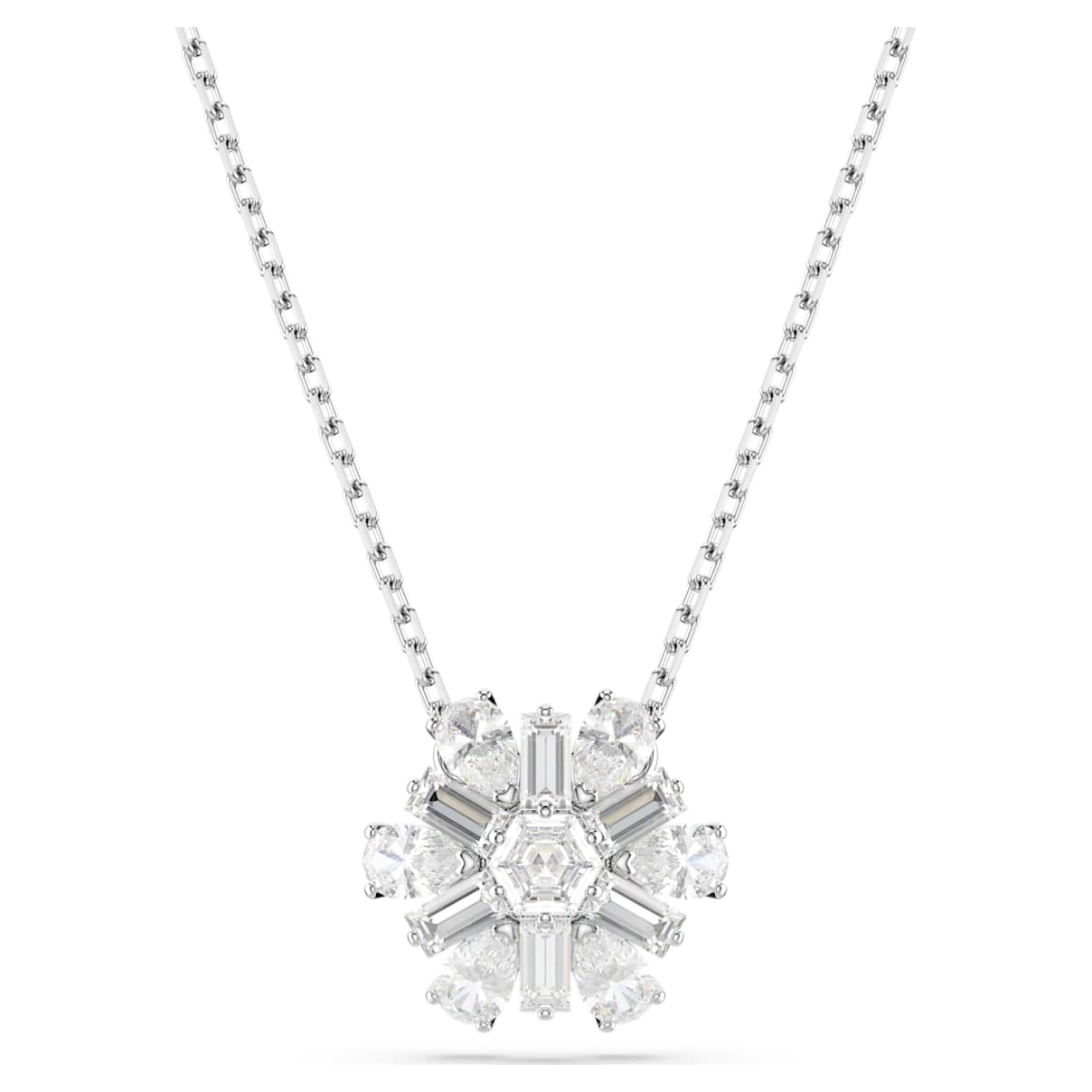 

Idyllia pendant, Mixed cuts, Snowflake, White, Rhodium plated