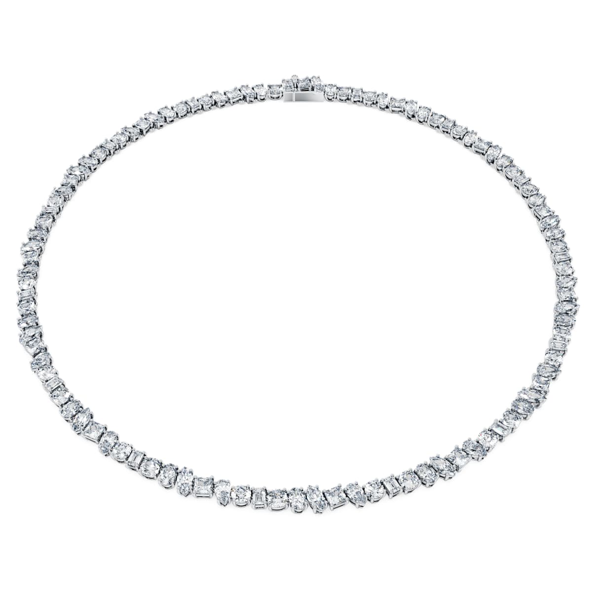 Galaxy Tennis Halskette, Im Labor gezüchteter Diamanten 47,27 ct tw, Verschiedene Schliffe, 18K Weißgold