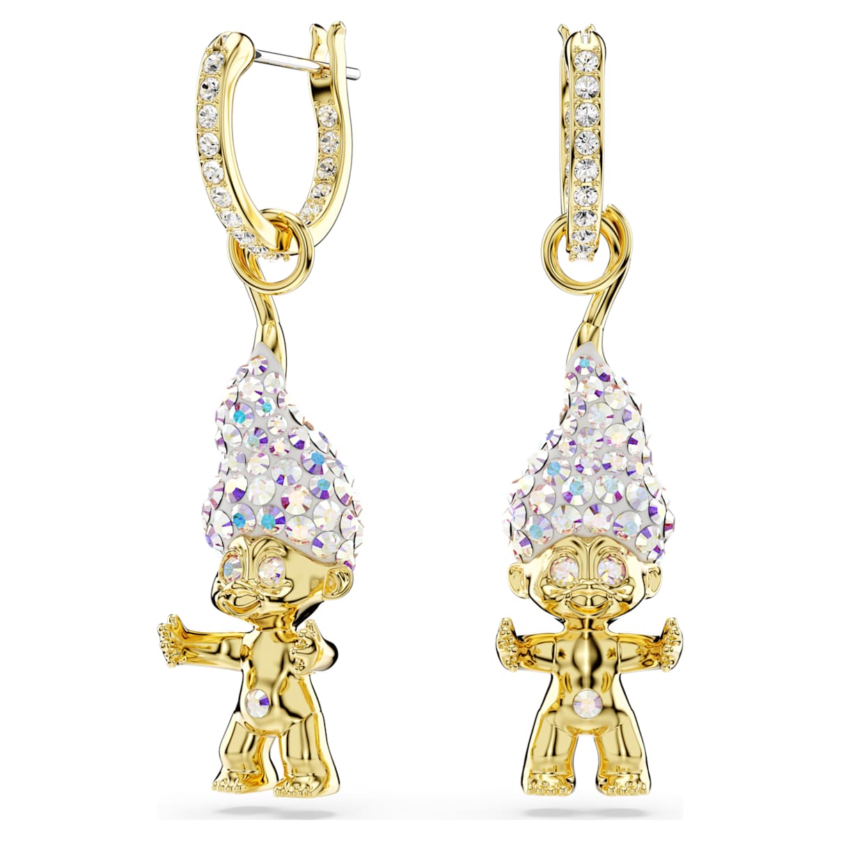 

Good Luck Trolls drop earrings, Troll, White, Gold-tone plated