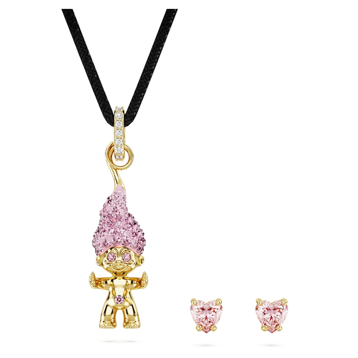Good Luck Trolls set, Troll, Pink, Gold-tone plated