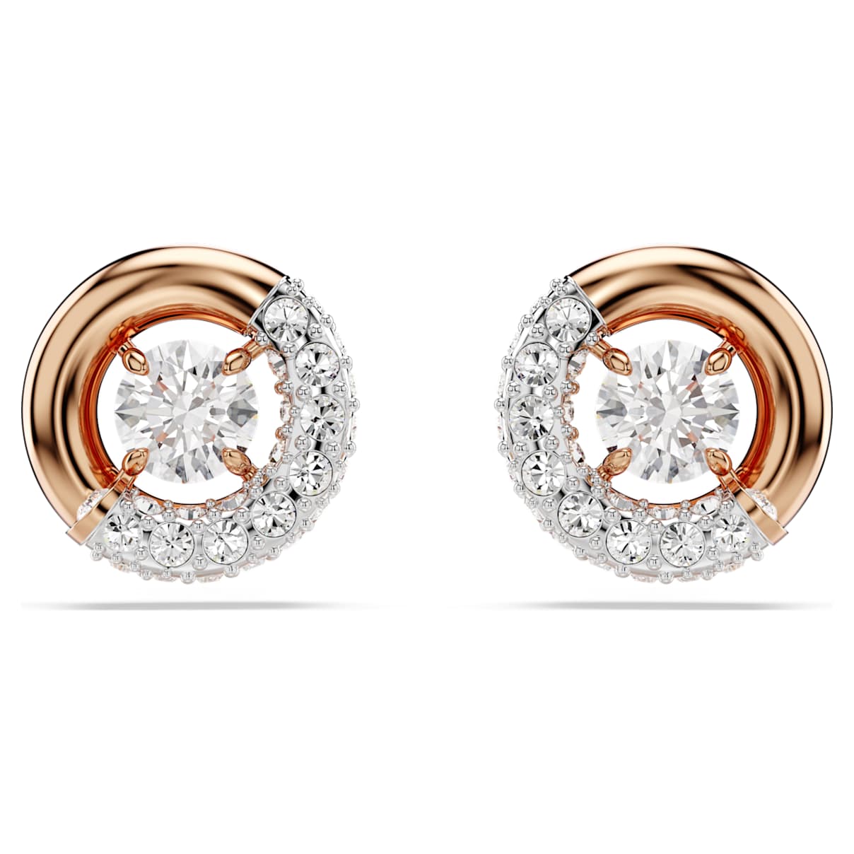 

Dextera stud earrings, Round cut, White, Rose gold-tone plated