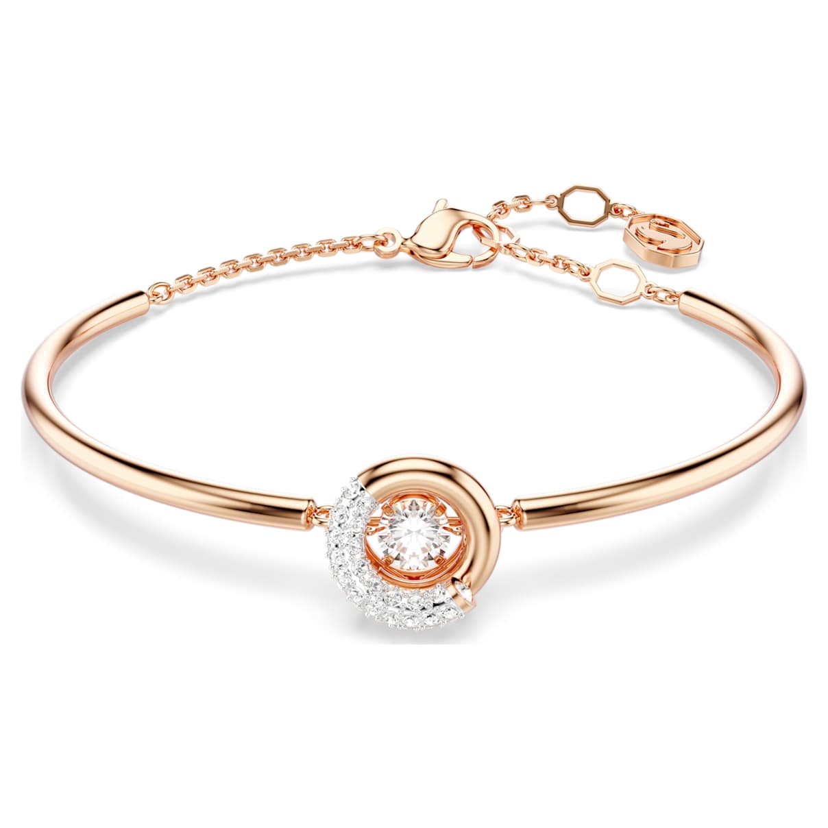 Bracciale rigido Dextera, Taglio Round, Bianco, Finitura oro rosa 18K OS