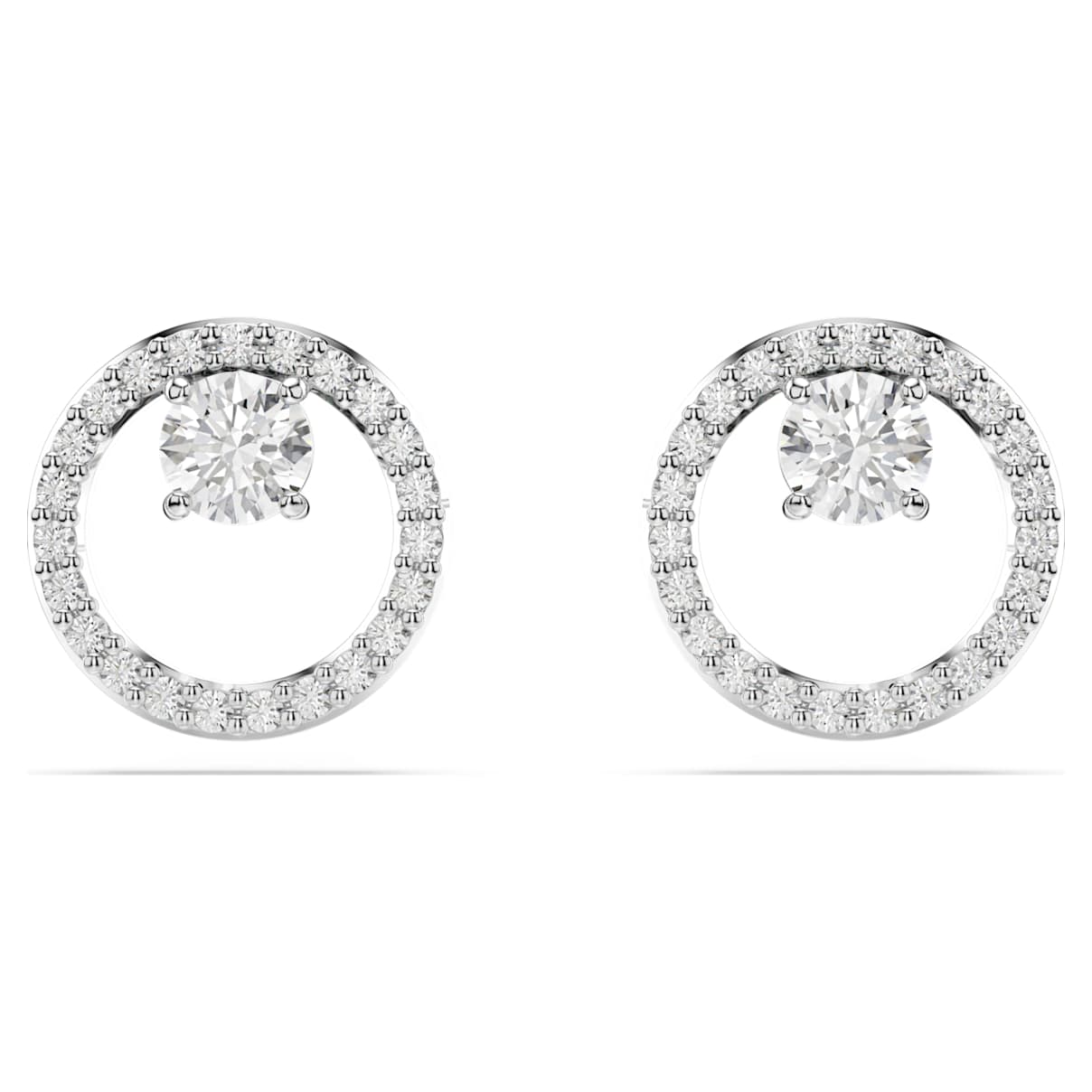 

Constella stud earrings, Round cut, White, Rhodium plated