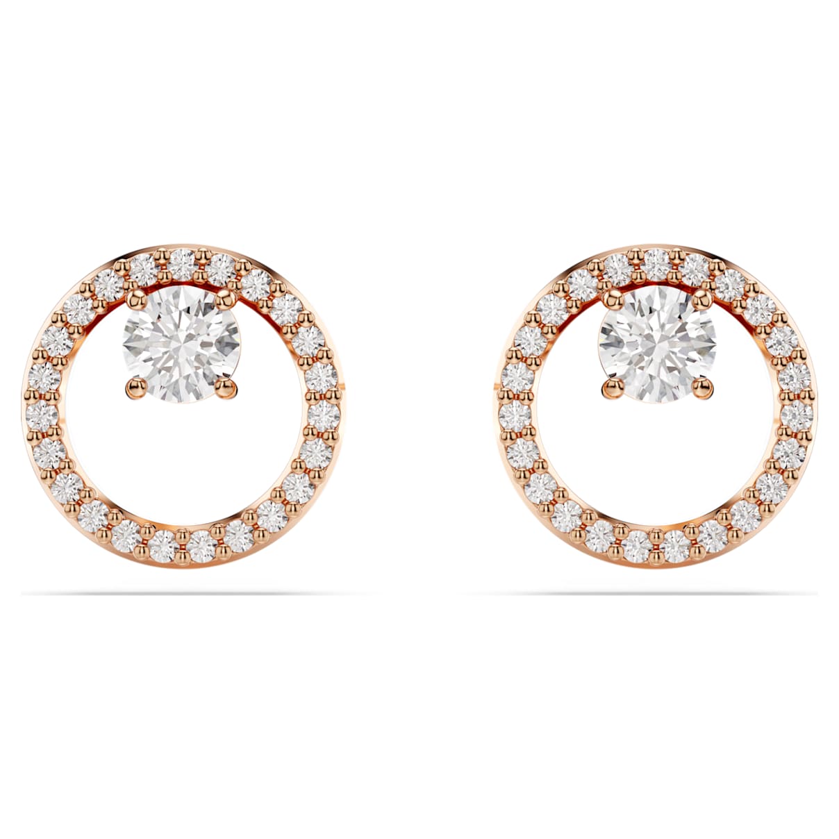 

Constella stud earrings, Round cut, White, Rose gold-tone plated