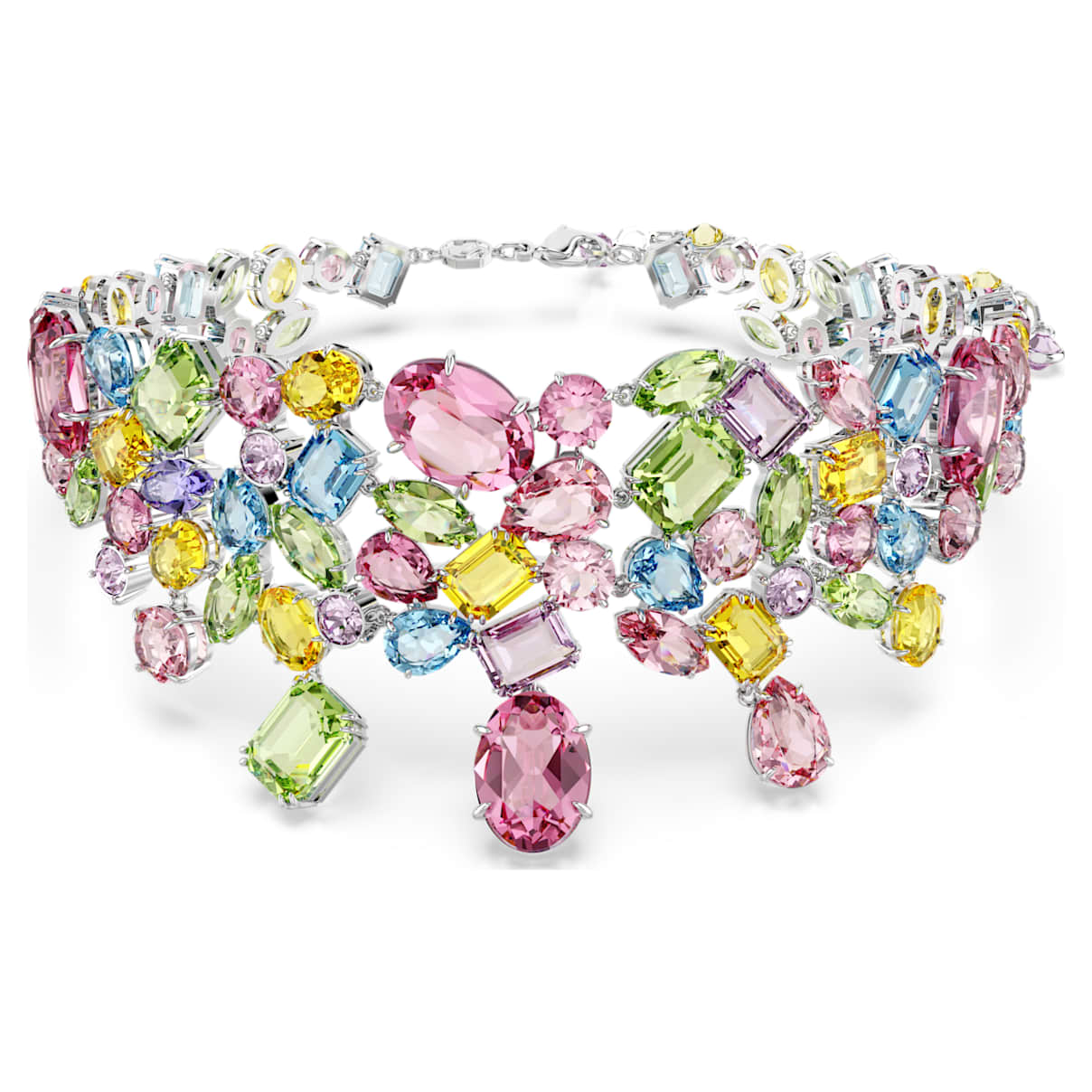 

Gema choker, Mixed cuts, Multicolored, Rhodium plated