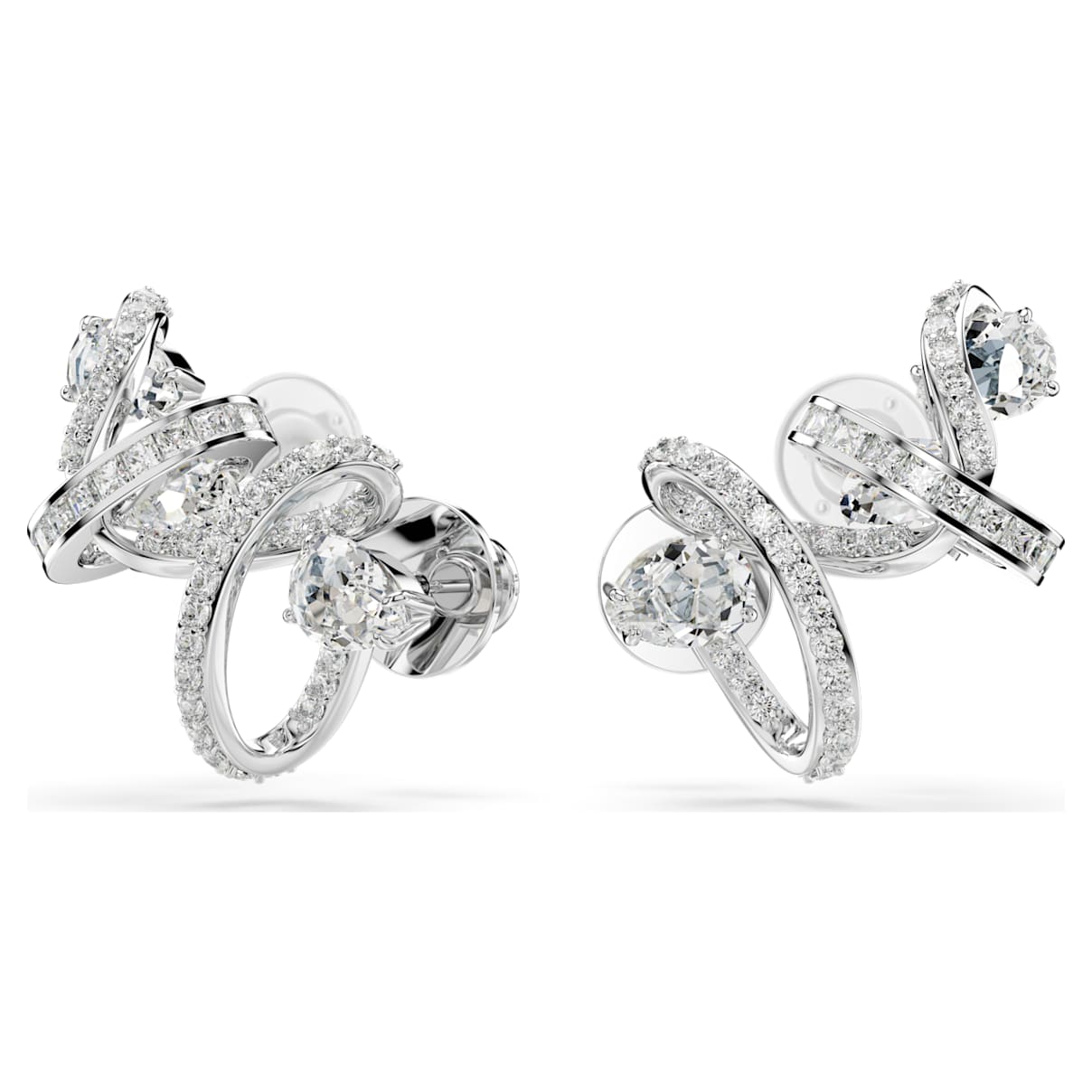 

Hyperbola ear cuff, Mixed cuts, White, Rhodium plated