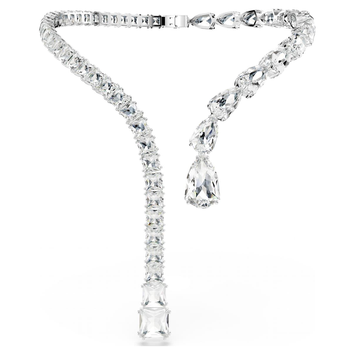 

Matrix open necklace, Mixed cuts, White, Rhodium plated