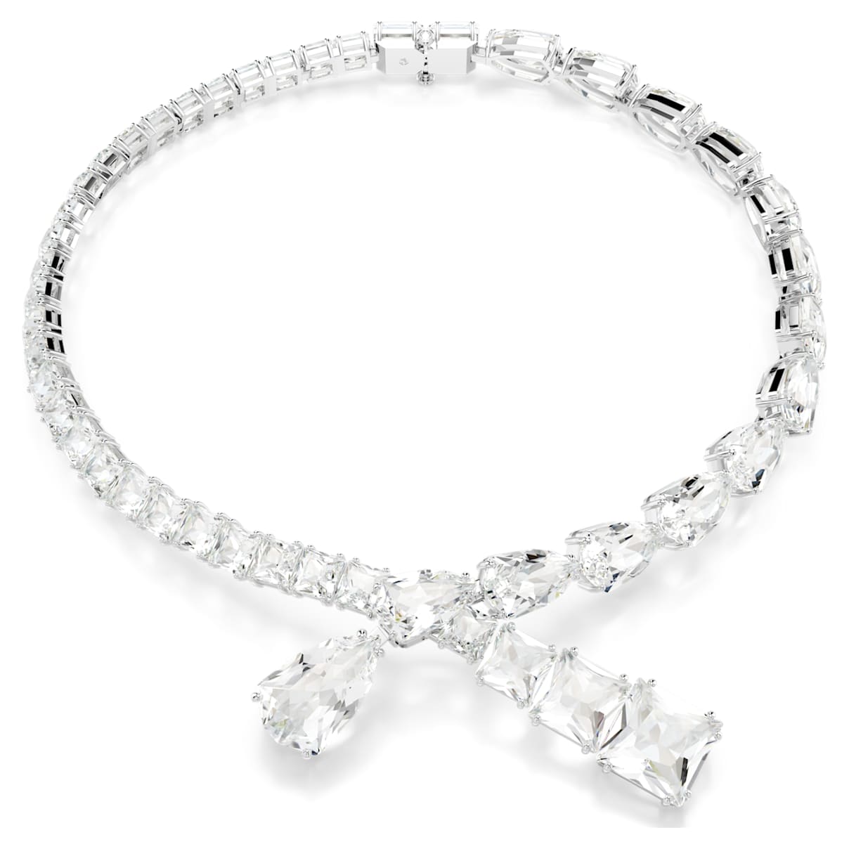 

Matrix necklace, Mixed cuts, White, Rhodium plated