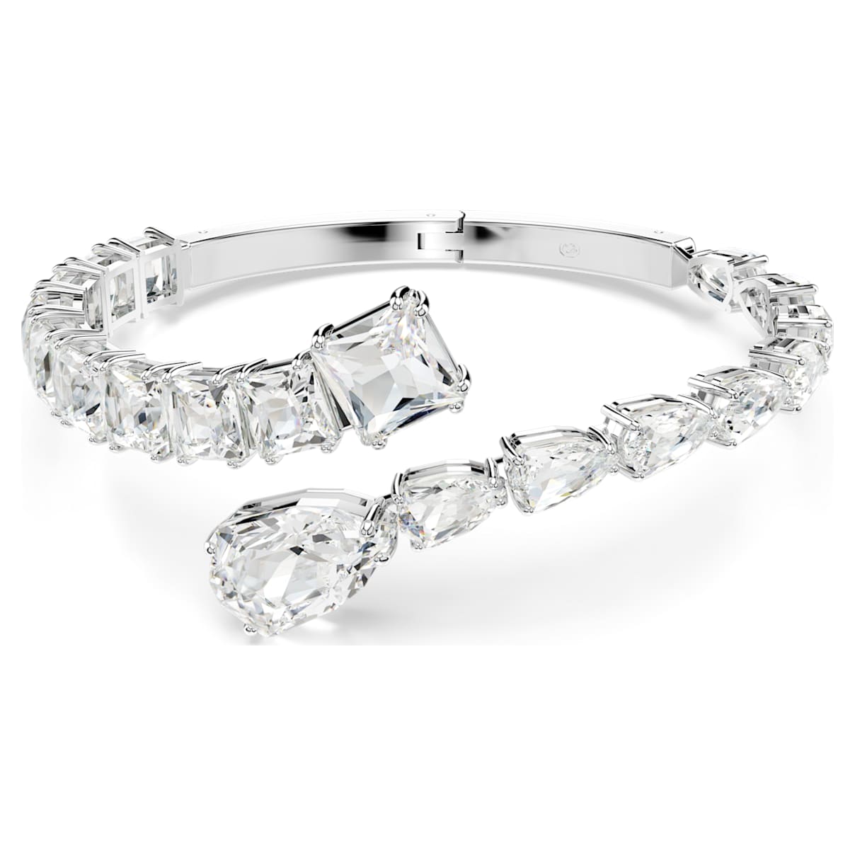 

Matrix cuff, Mixed cuts, White, Rhodium plated