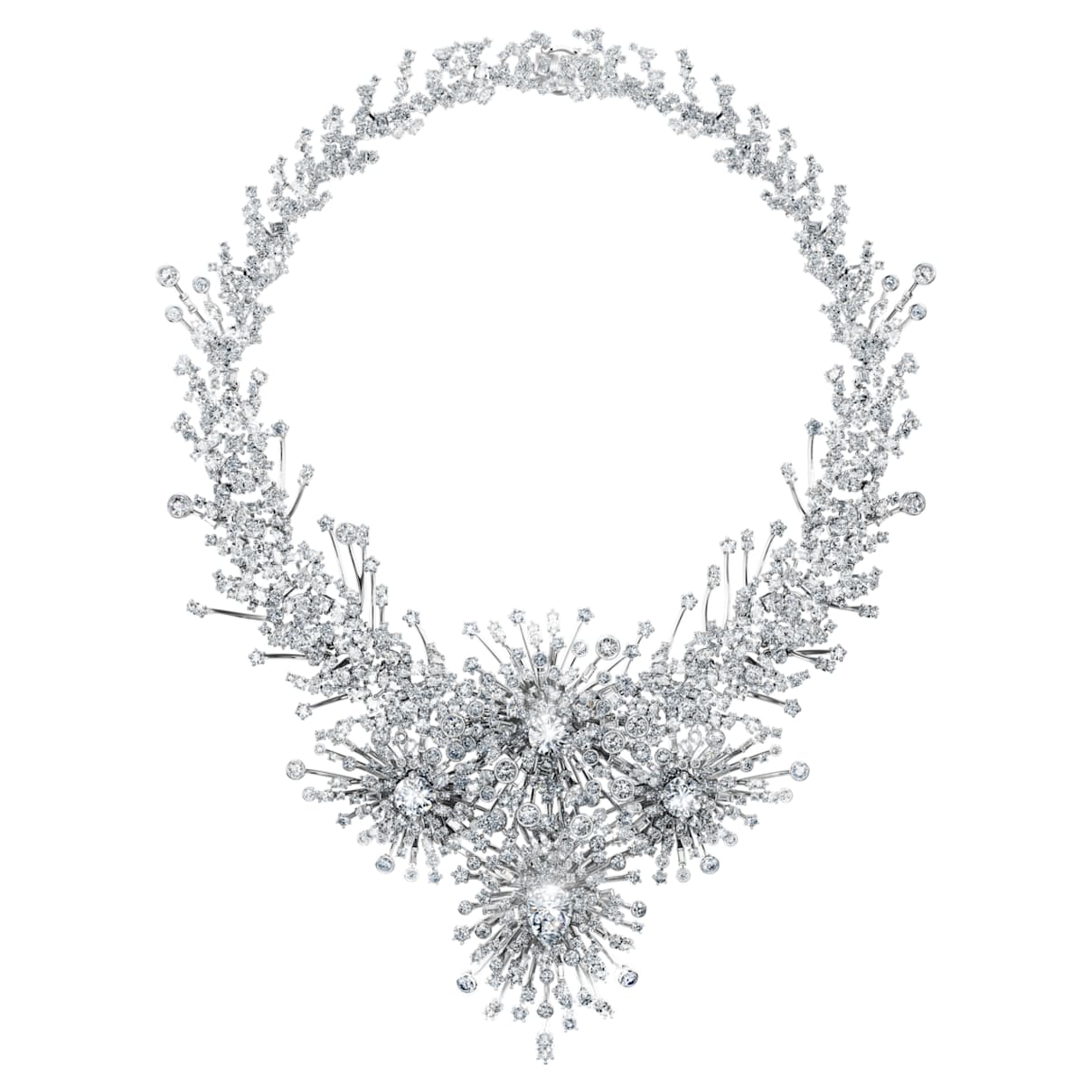 Galaxy Halskette, Im Labor gezüchteter Diamanten 156,62 ct tw, Verschiedene Schliffe, 18K Weißgold