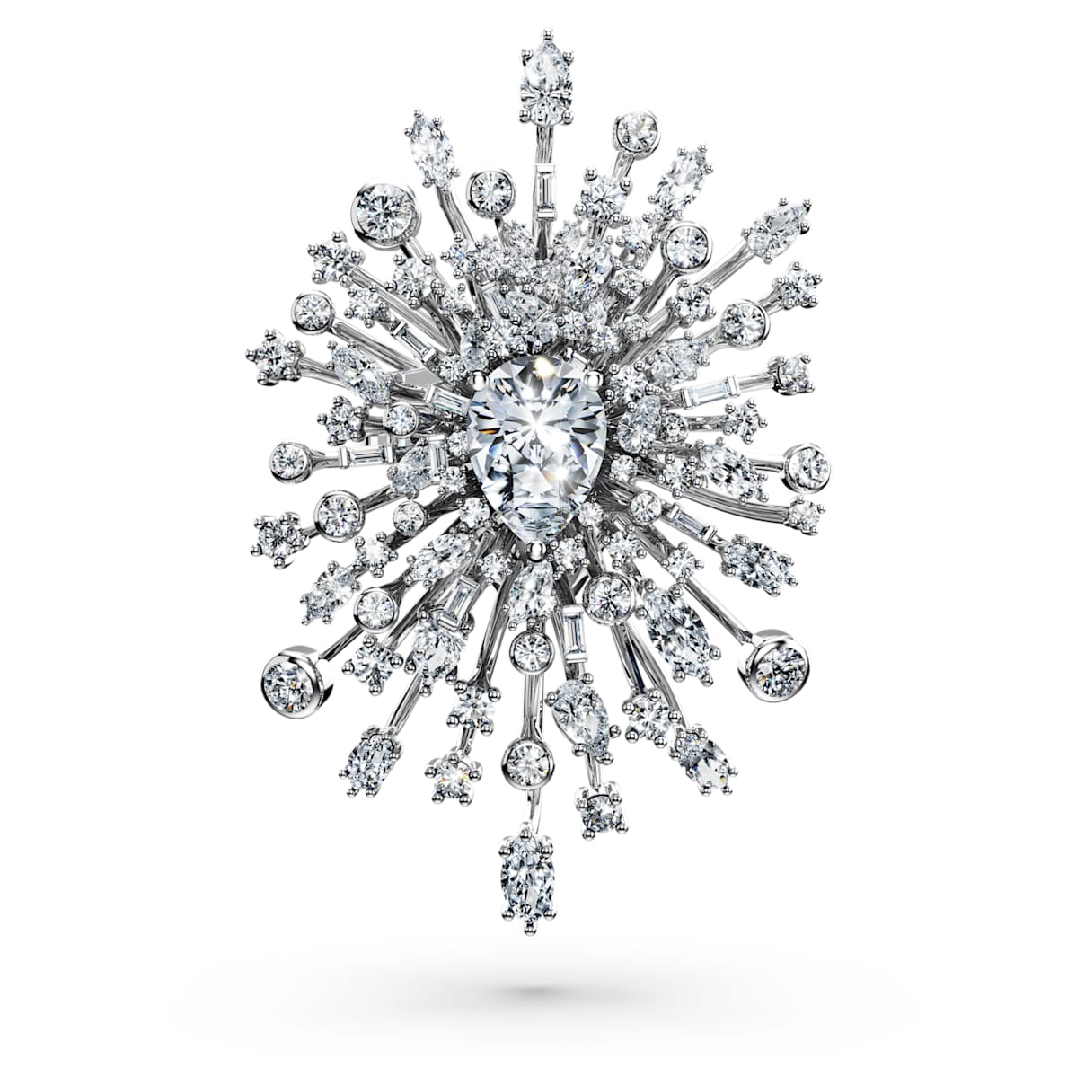 Galaxy Brosche, Im Labor gezüchteter Diamanten 15,71 ct tw, Verschiedene Schliffe, 18K Weißgold