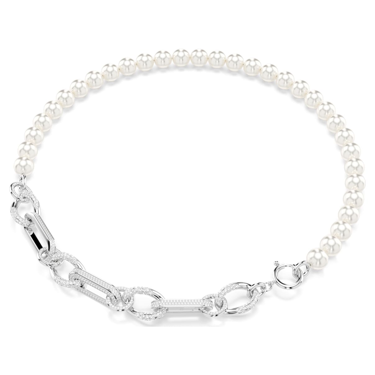 

Dextera necklace, Crystal pearl, Mixed links, White, Rhodium plated