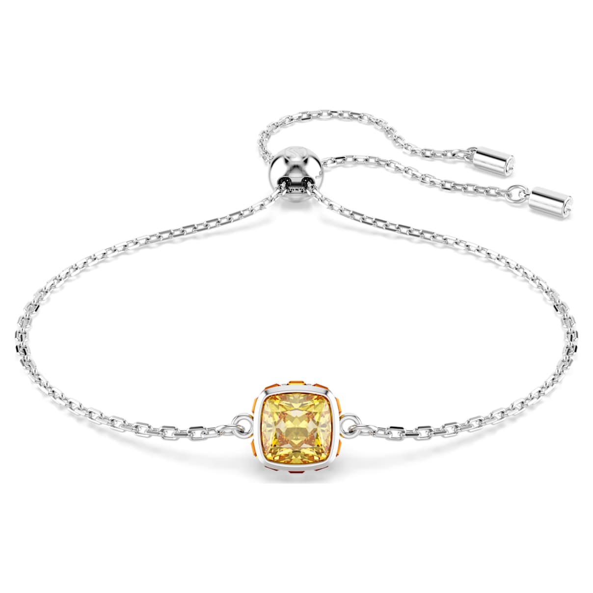 Bracelet Birthstone, Taille Carré, Novembre, Jaune, Métal rhodié