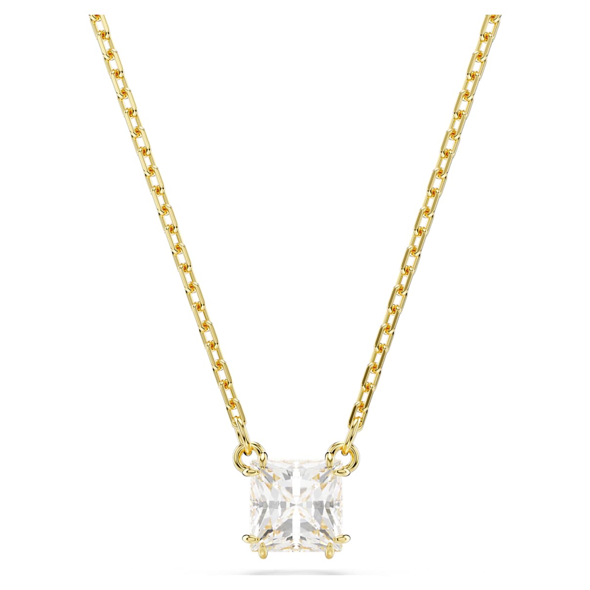 

Stilla Attract pendant, Square cut, White, Gold-tone plated