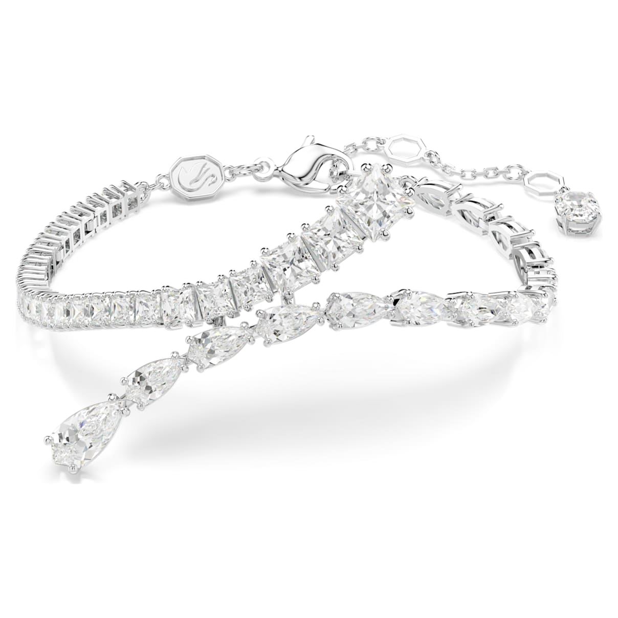 

Matrix bracelet, Mixed cuts, White, Rhodium plated