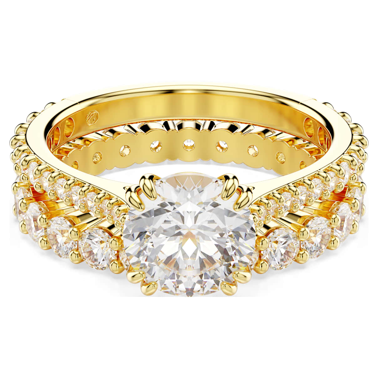 

Stilla ring, Set (2), Round cut, White, Gold-tone plated