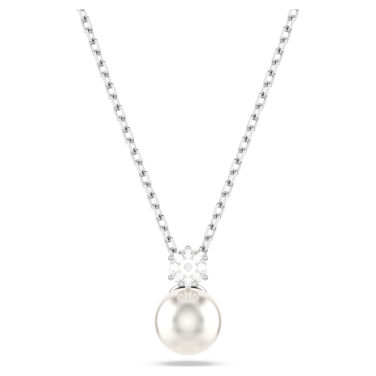 

Matrix pendant, Crystal pearl, Round cut, White, Rhodium plated