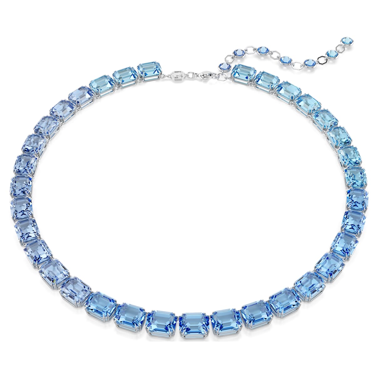 

Millenia Tennis necklace, Octagon cut, Color gradient, Blue, Rhodium plated