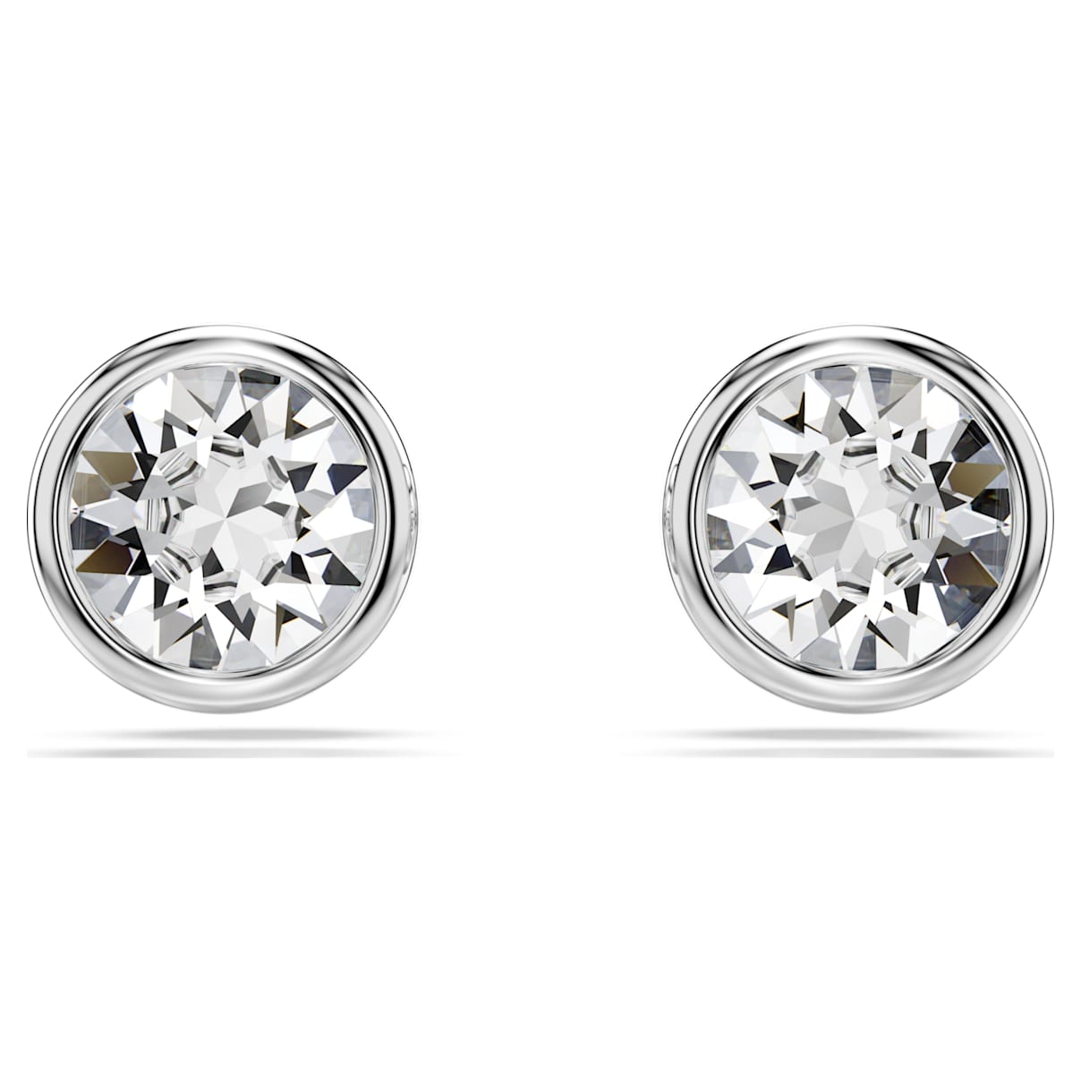 

Imber stud earrings, Round cut, White, Rhodium plated