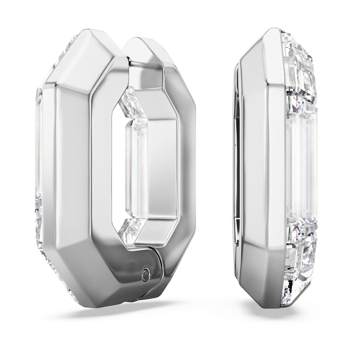 

Lucent hoop earrings, Octagon shape, Small, White