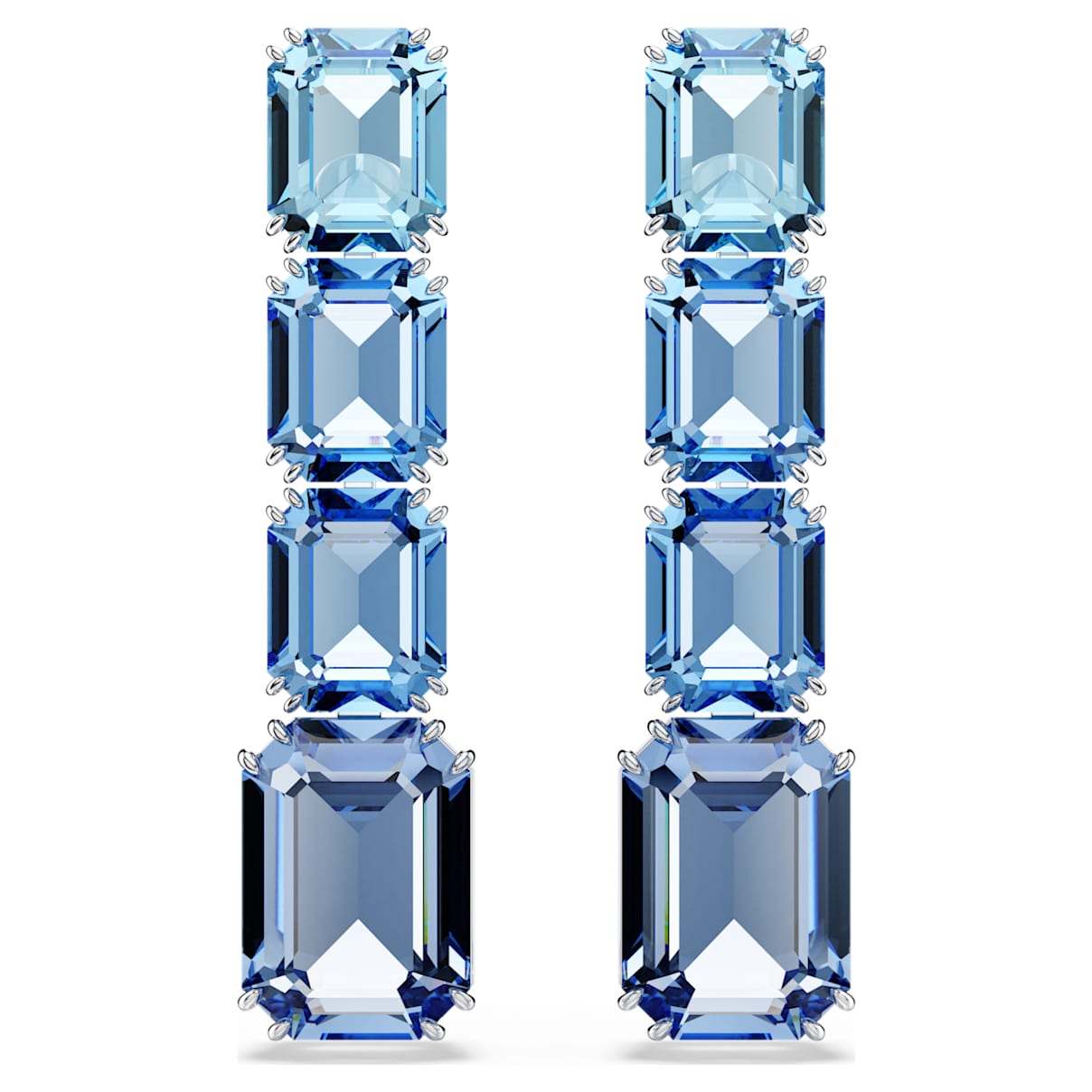 Millenia Oorhangers, Octagon-slijpvorm, Kleurverloop, Blauw, Rodium toplaag