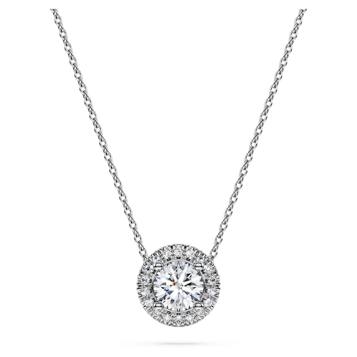 Eternity Strahlenkranz Solitär-Anhänger, Im Labor gezüchteter Diamanten 0,59 ct tw, Rundschliff, 18K Weißgold
