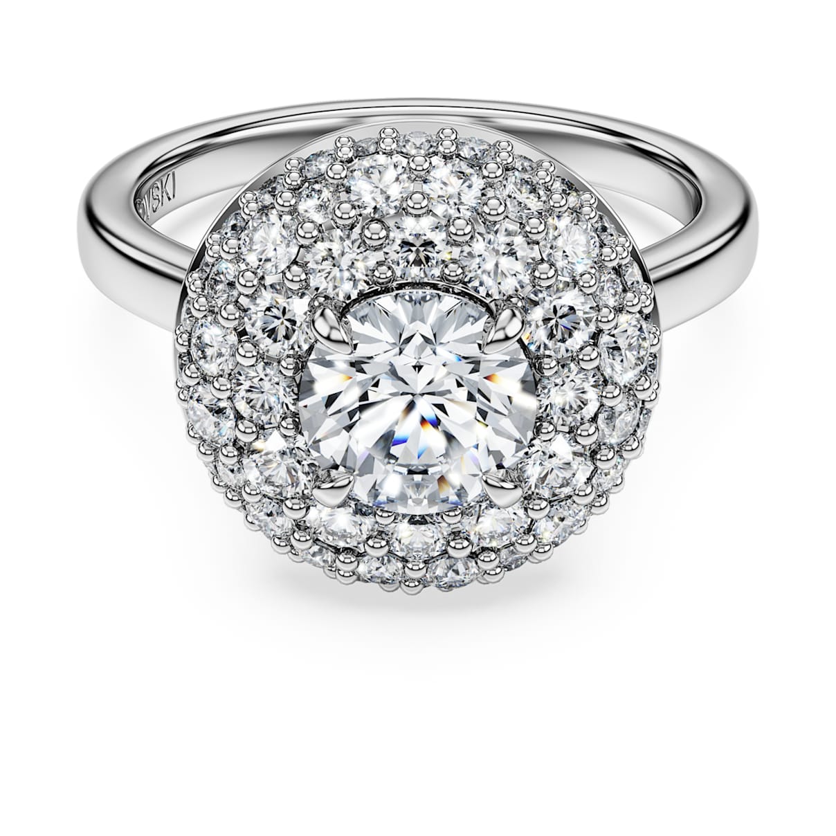 

Bague solitaire halo Eternity, Diamants de synthèse 2 ct tw, Forme ronde, Or blanc 18 carats