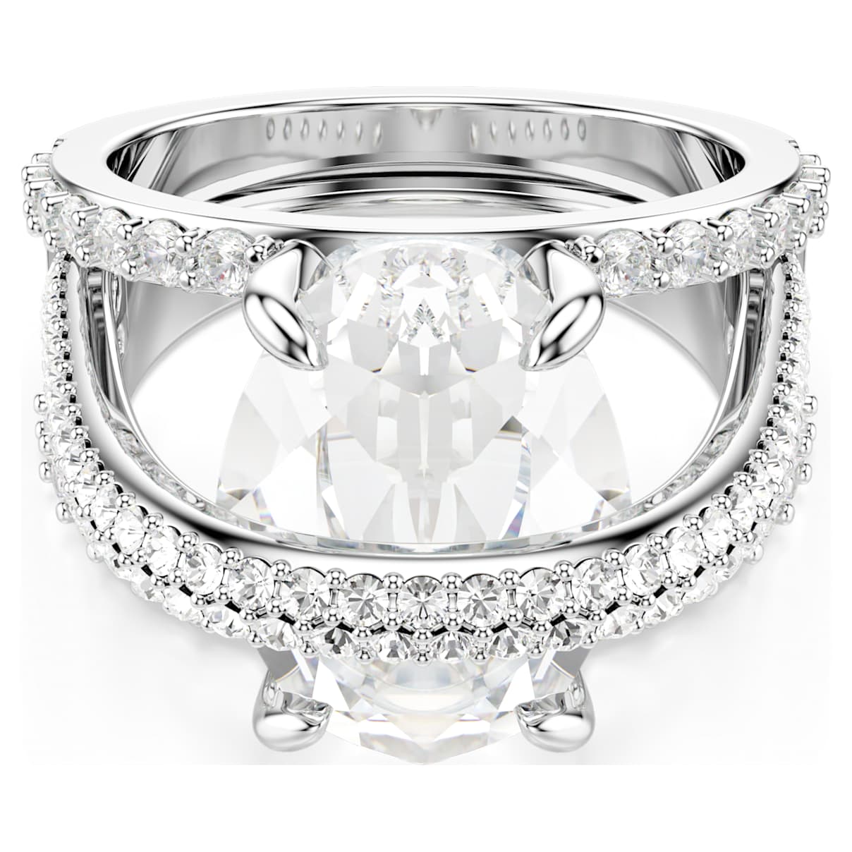

Hyperbola cocktail ring, Mixed cuts, White, Rhodium plated
