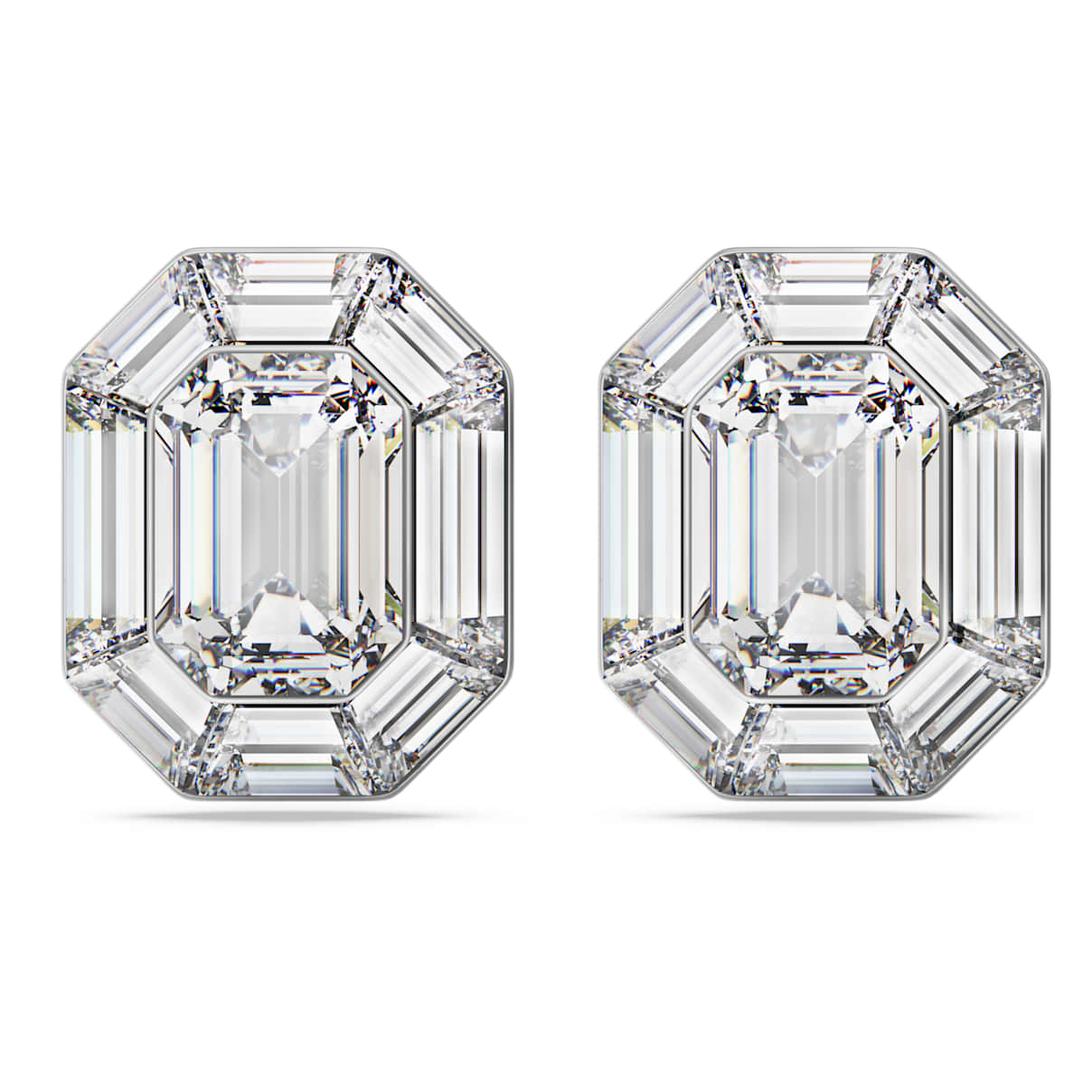 

Lucent clip earrings, Octagon cut, White