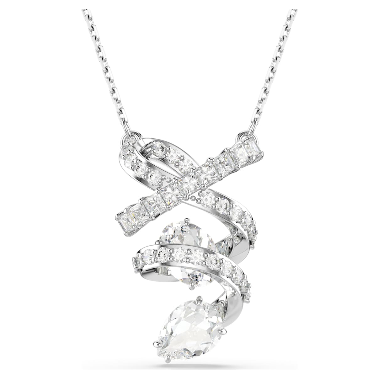 

Hyperbola pendant, Mixed cuts, White, Rhodium plated