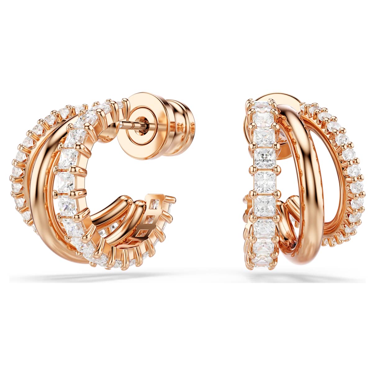 

Hyperbola hoop earrings, Mixed cuts, Mini, White, Rose gold-tone plated
