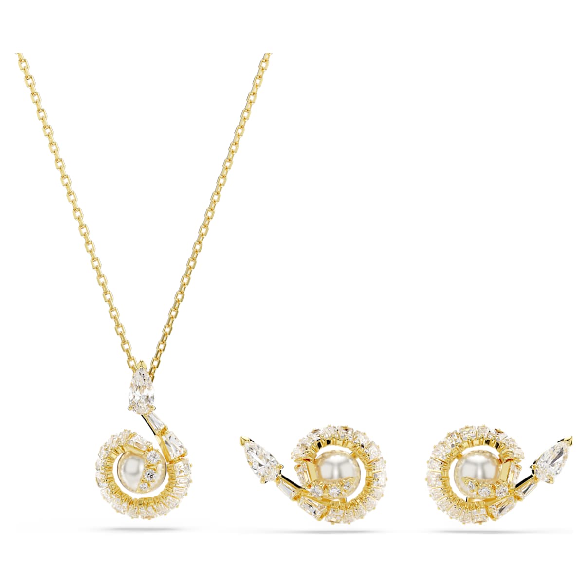 

Snake set, Crystal pearl, Mixed cuts, Year of the Snake, White, Gold-tone plated