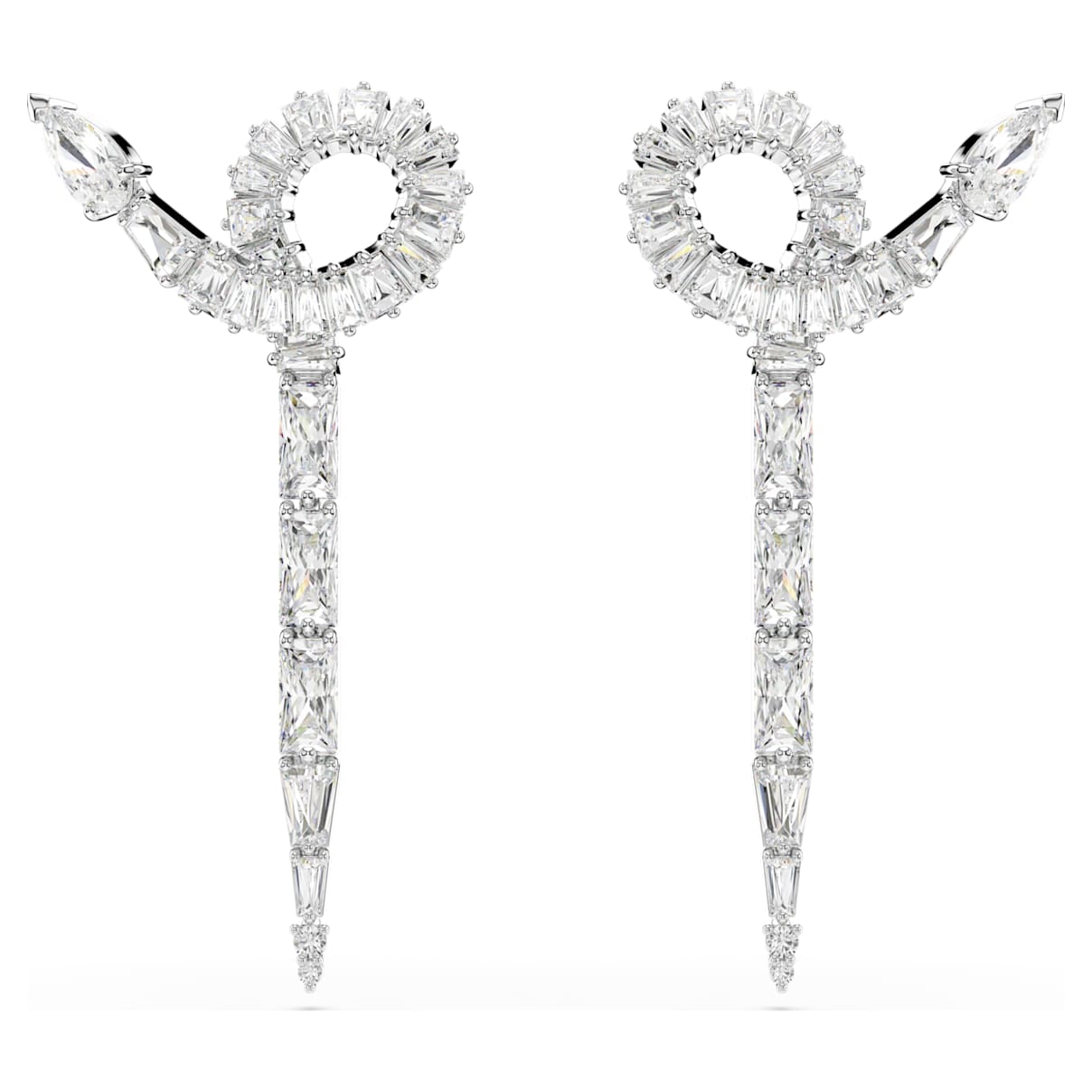 

Snake drop earrings, Mixed cuts, Year of the Snake, White, Rhodium plated